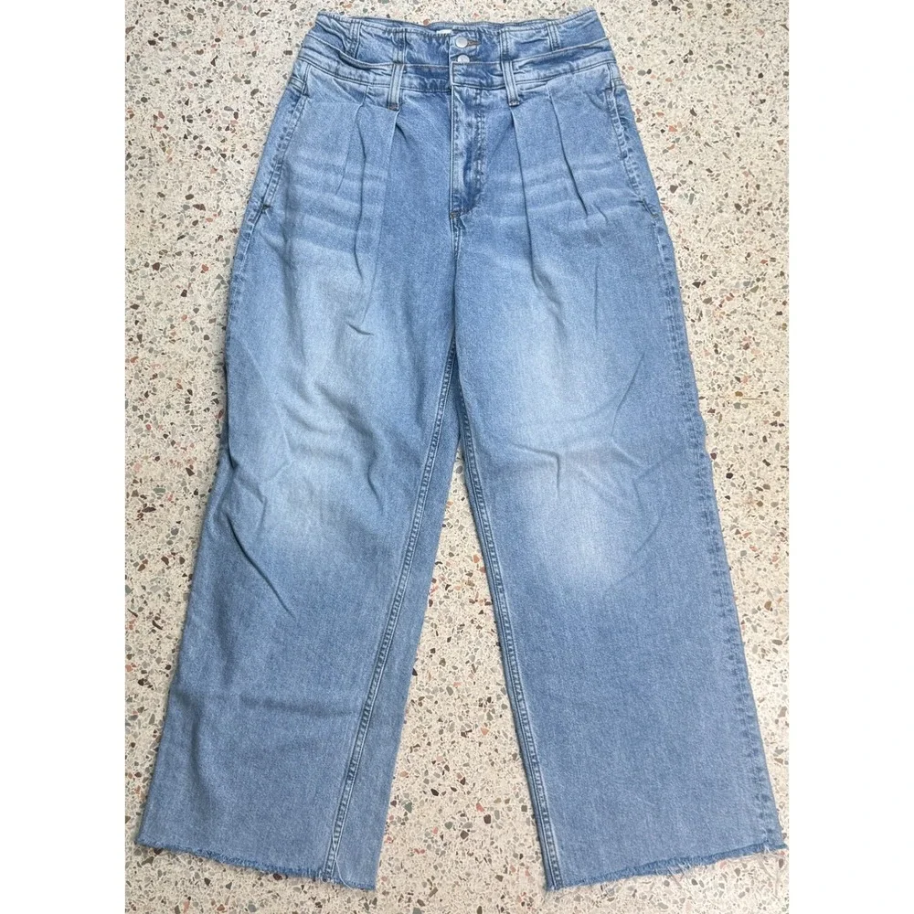 Driftwood Women's Slash‎ Pockets Wide Leg Raw Hem Denim Jeans Size 31
